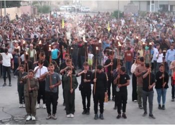Ciwanên Kobanê ji bo Pîroz kirina Salvegra 15 Tebaxê li hev Kombûn