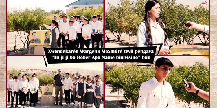 Xwêndekarên Wargeha Mexmûrê tevlî pêngava “Tu jî ji bo Rêber Apo Name binivîsîne” bûn