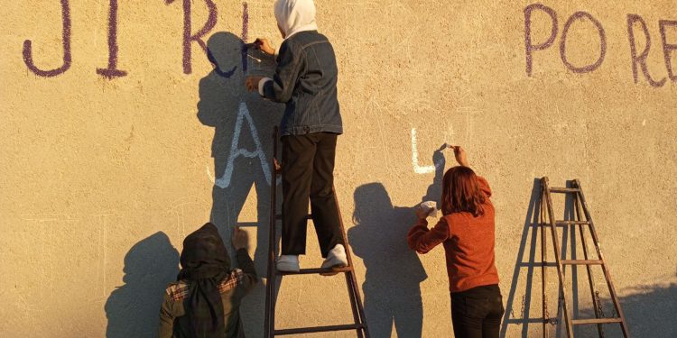 Ciwanên gundewarên Kobanê hemleyê azadîyê Rêber Apo belav dikin