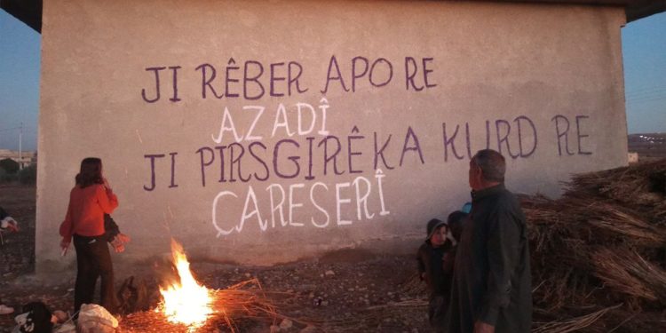 Ciwanên gundewarên Kobanê hemleyê azadîyê Rêber Apo belav dikin