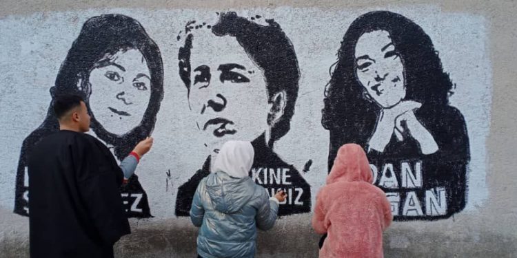 Jinên Ciwan yên bajarê Kobanê wêneyên Sara, Rojbîn, Ronahî xêz kirin