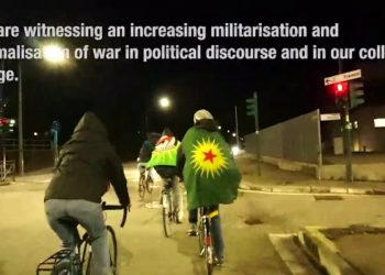 Jinên Ciwan ên Enternasyonalîst ên li Torînoyê fabrîqeya çekan protesto kirin