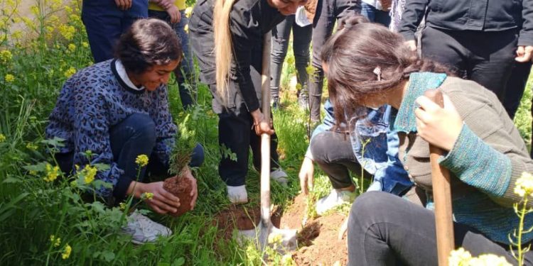 Jinên Ciwan ên Kobanê bi boneya rojbûna Rêber Apo dar çandin