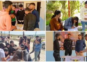 Xwendekarên Kobanê bi boneya 4’ê Nîsanê imze ji bo azadiya Rêber Apo komkirin