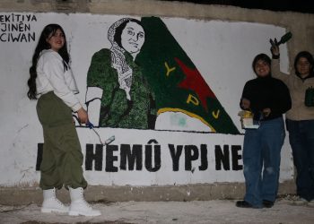 Jinên Ciwanên Qamişlo diwaran bi şervanên azadîyê ve xemilandin