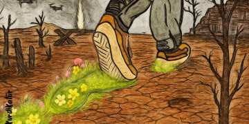 Karîkatura Hefteyê: Li cihên ku gerîla derbas dibe jiyan şîn dibe