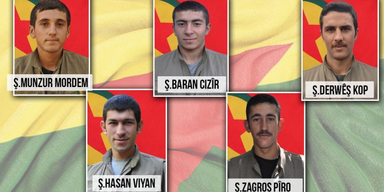 HPG-NRÇ’ê nasnameya 5 şehîdan eşkere kir