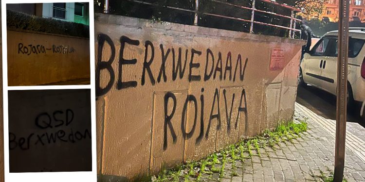 Ciwanên Welatparêz Li Bursayê Li Dijî Êrîşên Li Ser Rojava Sloganan Dinivîsin