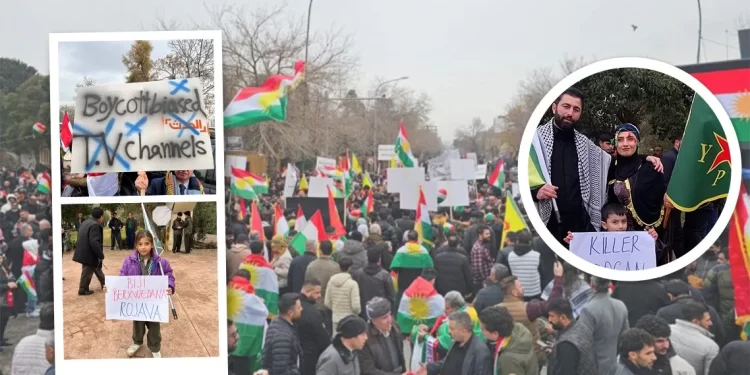 Bi Hezaran Kes Li Silêmaniyê Ji Bo Piştgiriya Rojava Meşiyan