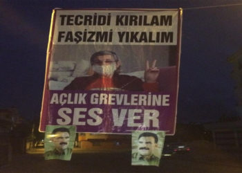 Êlîh gençliği “Tecridi Kıralım, Faşizmi Yıkalım” pankartı astı