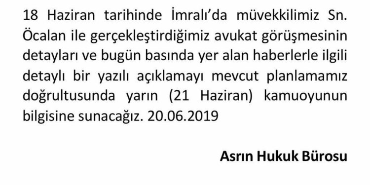 Asrın Hukuk Bürosundan açıklama