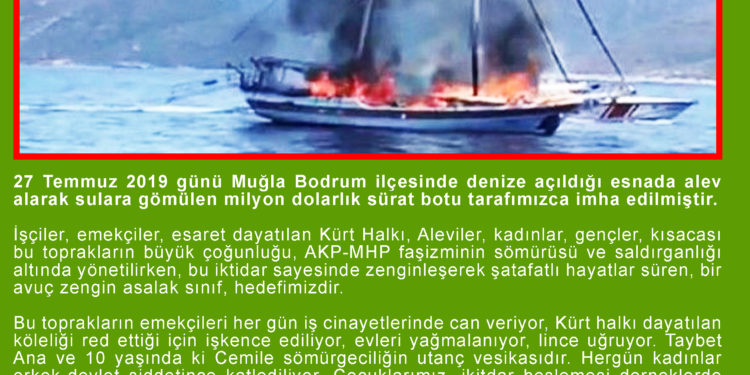 SON DAKİKA – HBDH Milislerinden Bodrum’da sabotaj eylemi