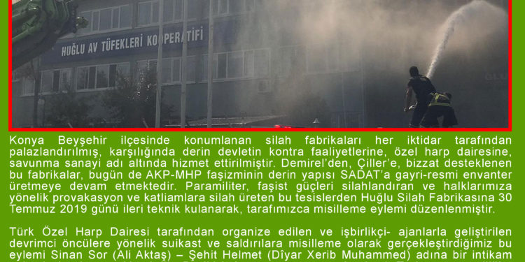 SON DAKİKA – HBDH Milislerinden Konya Silah Fabrikasına “İntikam” Eylemi