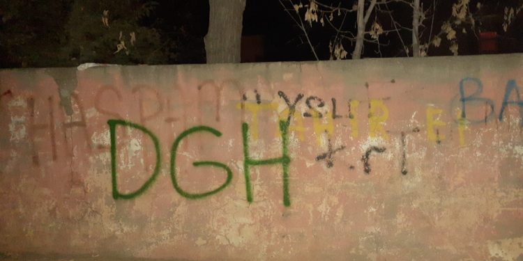 Mûş gençliğinden duvar yazılama çalışması