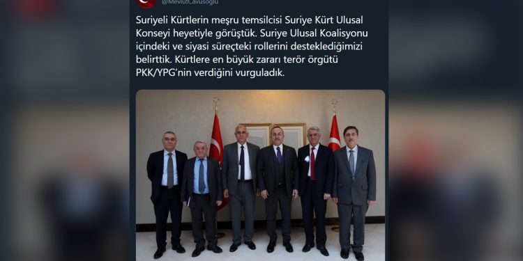 İşbirlikçi ENKS, Kürt düşmanı Çavuşoğlu ile görüştü