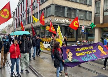 Basel’de gençler 1 Mayıs’ı “Bijî Partîya Karkerên Kurdistan” sloganlarıyla kutladı
