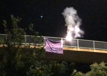 JXK – YXK’de Mainz’de işgal soykırım saldırılarına karşı pankart eylemi