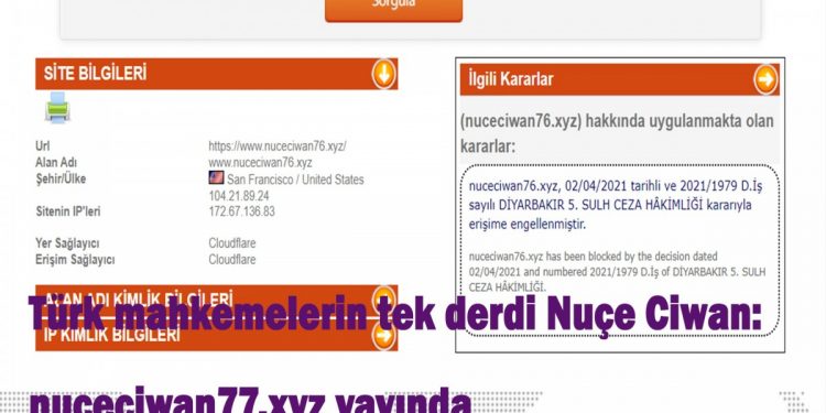 Türk mahkemelerinin tek derdi Nuçe Ciwan: nuceciwan77.xyz yayında