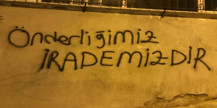 Yurtsever gençlikten yazılama; ‘Önderliğimiz İrademizdir’