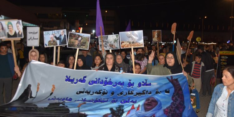 Yüzler gerilla direnişine ses olmak için Silêmanî’de alanlara aktı