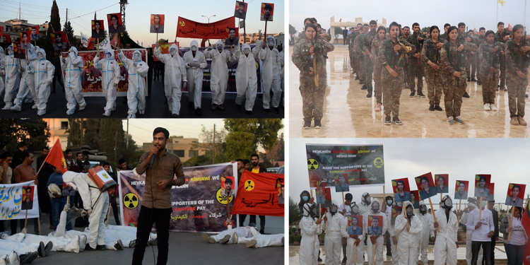Bakur û Rojhilatê Suriye’de gençler kimyasal silah kullanımına karşı alanlarda