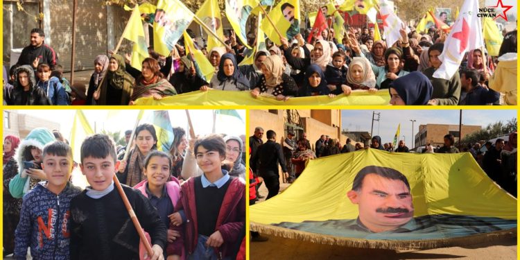 Kobanê gençlik ve genç kadınlar öncülüğünde Önder Apo için yürüdü