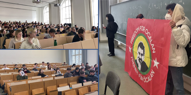 TekoJIN ve TCŞ Berlin’den Humboldt Üniversitesi’nde Önder Apo’ya özgürlük için etkili eylem