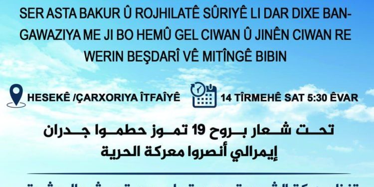 Gençliğin “19 Temmuz ruhuyla imralı duvarlarını yık, özgürlük savaşını kazan” mitingi