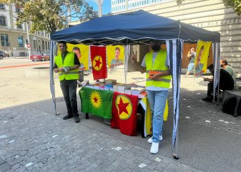 Fribourg’ta Önder APO için Cenga Azadîyê Serbixin hamlesi kapsamında stand açıldı