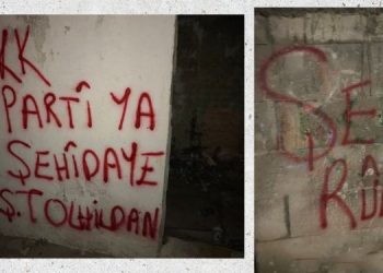 Yurtsever Gençlik, İzmir’de Ş. Tolhildan Tekman için yazılama yaptı.