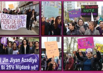 Kadınlar şiddete karşı ‘jin, jiyan, azadî’ şiarıyla alanlardaydı