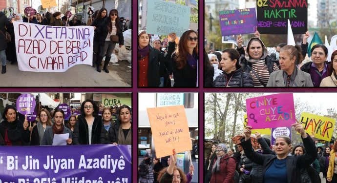 Kadınlar şiddete karşı ‘jin, jiyan, azadî’ şiarıyla alanlardaydı