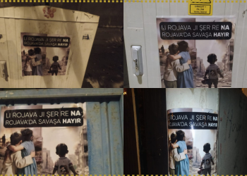Rojava’ya dönük saldırılara karşı Batman sokaklarında sticer çalışması gerçekleştirildi