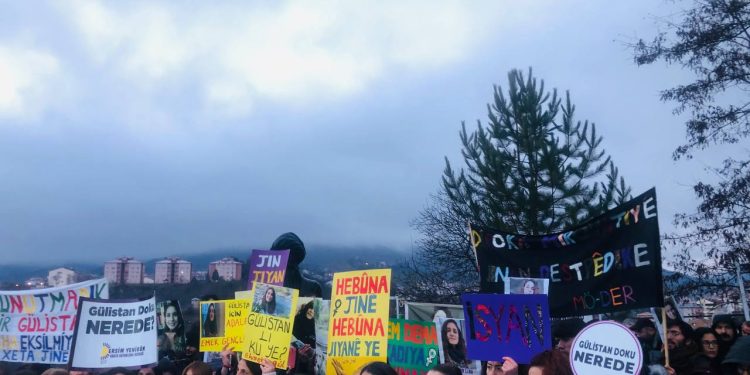 Xeta Jinê üyeleri bir çok noktada gerçekleştirdikleri eylemlerle Gülistan Doku’nun akıbetini sordu