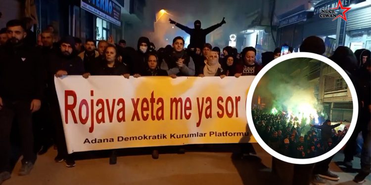 Adana’da Kitlesel Rojava’ya Destek Yürüyüşü