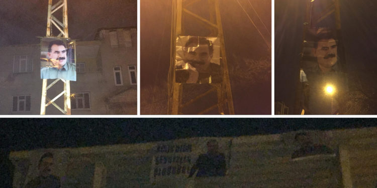 Wan’da Halklar Önderi Öcalan’ın posteri, PKK bayrağı asıldı ve havai fişeklerle yol kapatıldı