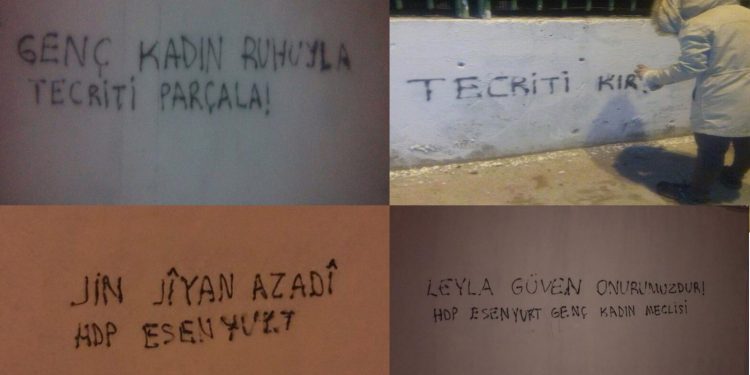 İstanbul’da genç kadınlardan tecride karşı yazılama eylemi