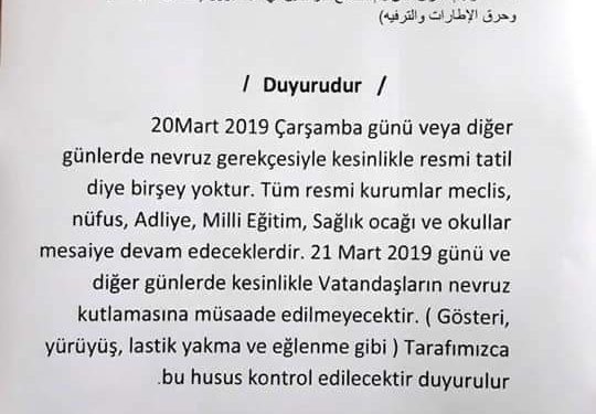 İşgalci Türk devletinin çeteleri Efrin’de Newroz’u yasakladı