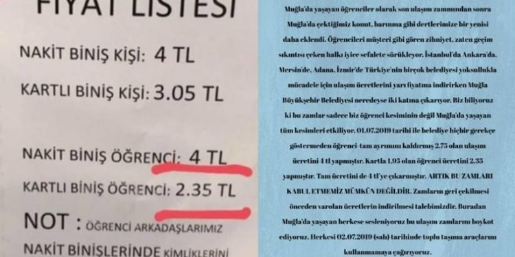Muğla’da öğrenciler otobüs fiyatlarına karşı boykota geçti