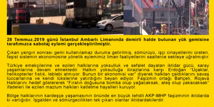 SON DAKİKA – HBDH Milislerinden Ambarlı limanında sabotaj eylemi