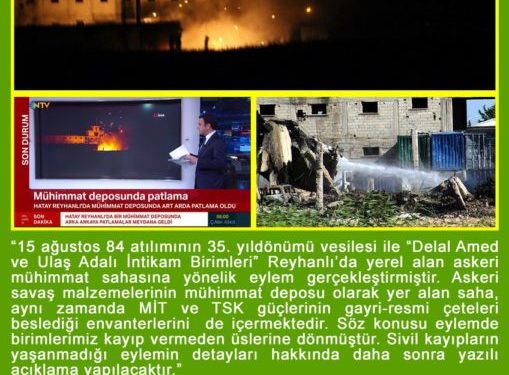 SON DAKİKA – HBDH İntikam Birimleri Reyhanlı’da MİT’in cephanesini havaya uçurdu