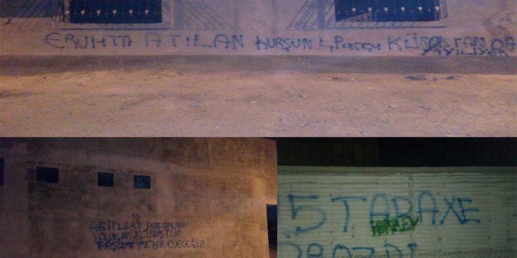 İntikam Biriminden “Eruh’ta atılan kurşun 4 parça Kürdistanda yayılıyor” duvar yazılaması