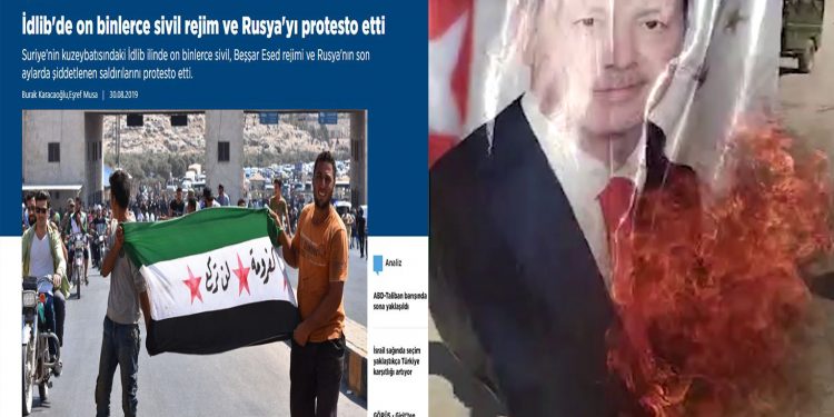 FLAŞ – Yakılan Erdoğan posteri ve Anadolu Ajansının İdlib YALANI