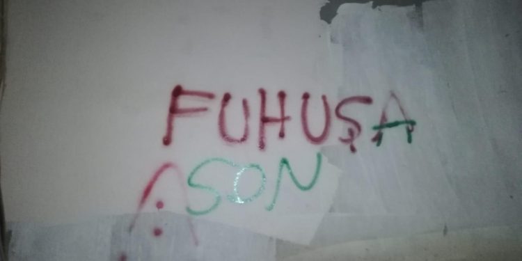 Genç Kadınlardan duvar yazılama çalışması