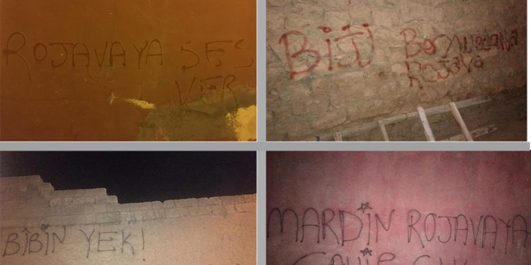 Stewrê’de işgale karşı yazılama çalışması