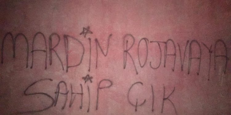 Stewrê’de işgale karşı yazılama çalışması