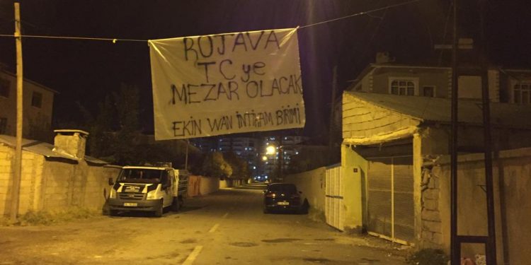 İntikam Biriminden “Rojava TC’ye Mezar Olacak” pankartı