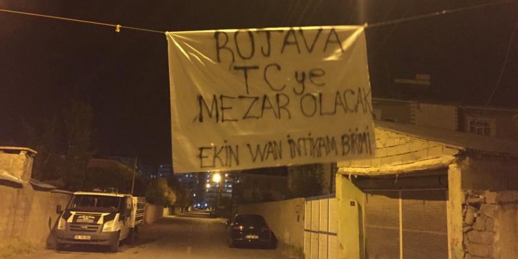 İntikam Biriminden “Rojava TC’ye Mezar Olacak” pankartı