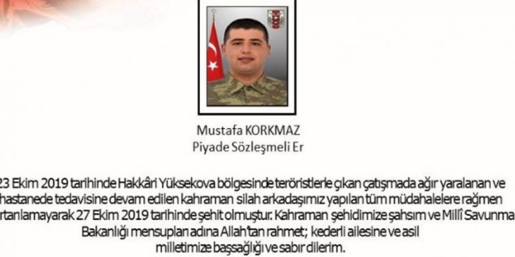 Gever’de yaralanan işgalci Türk askeri öldü