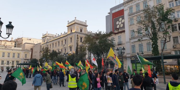 Atina’da Rojava’ya işgal saldırıları protesto edildi